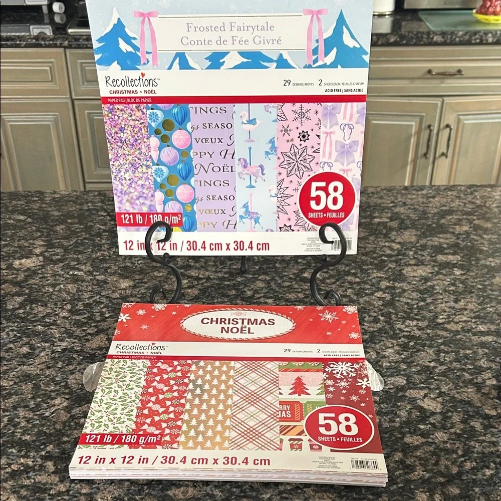 RECOLLECTIONS PAPER PAD 12x12 CHRISTMAS NOEL & FROSTED FAIRY TALE LOT OF 2 NWT
